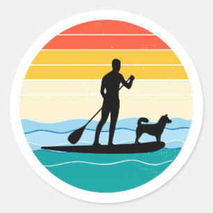 Paddleboarding Paddleboard Paddle Water Sport Dog Ronde Sticker