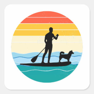 Paddleboarding Paddleboard Paddle Water Sport Dog Vierkante Sticker