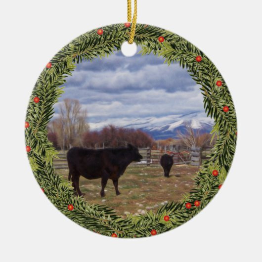 Paddock Cattle Keramisch Ornament (Voorkant)