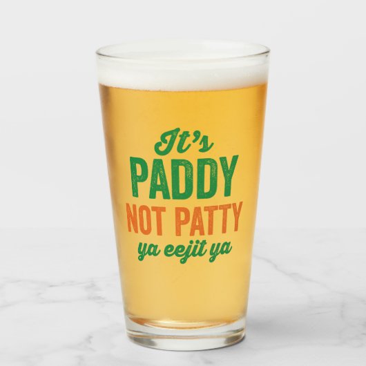 Paddy niet Patty Funny St. Patrick's Day Glas (Voorkant gevuld)