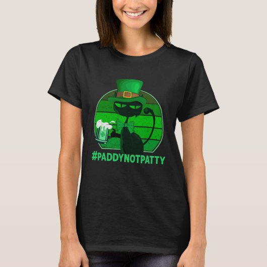 #PaddyNotPatty St Patrick's Kat-Groene Bier Drinke T-shirt (Voorkant)