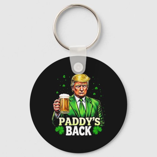 Paddy's Back Trump Beer Shamrock St Patrick's Day Sleutelhanger (Voorkant)