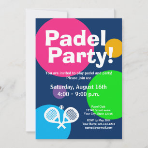 Padel amusant tennis sports fête invitation modèle