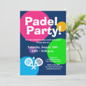 Padel amusant tennis sports fête invitation modèle (Debout devant)
