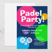 Padel amusant tennis sports fête invitation modèle (Devant / Derrière)