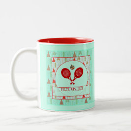 Padel Christmas Mug – A Padel Retro Christmas Tweekleurige Koffiemok