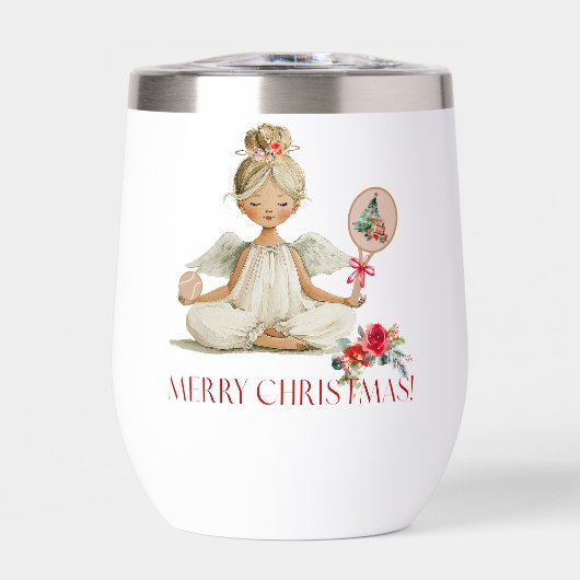 Padel Christmas Wine Tumbler - Holiday Padel Angel (Avant)