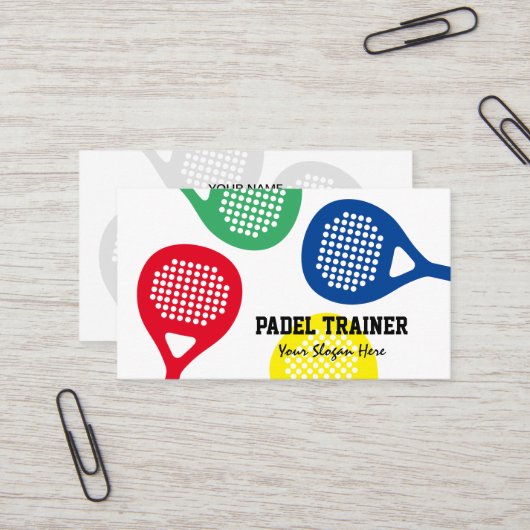 Padel coach trainer visitekaartje template (Voorkant / Achterkant in situ)