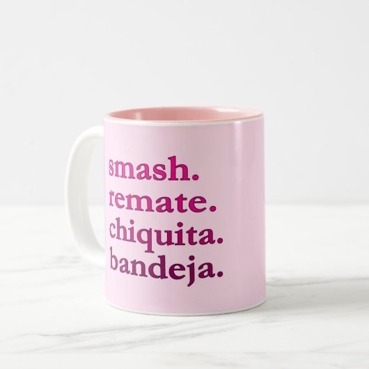 PADEL COFFEE MUG – WORD VIBES – BRIGHT LIGHT PINKS (Devant gauche)