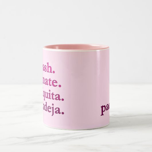 PADEL COFFEE MUG – WORD VIBES – BRIGHT LIGHT PINKS (Centre)
