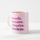 PADEL COFFEE MUG – WORD VIBES – BRIGHT LIGHT PINKS TWEEKLEURIGE KOFFIEMOK (Voorkant links)