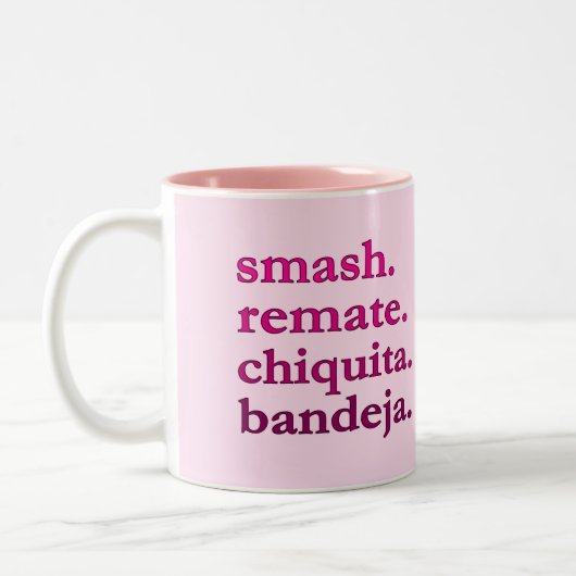 PADEL COFFEE MUG – WORD VIBES – BRIGHT LIGHT PINKS TWEEKLEURIGE KOFFIEMOK (Links)