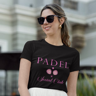 Padel Dames T-Shirt-Social Club Zwart & Roze T-shirt