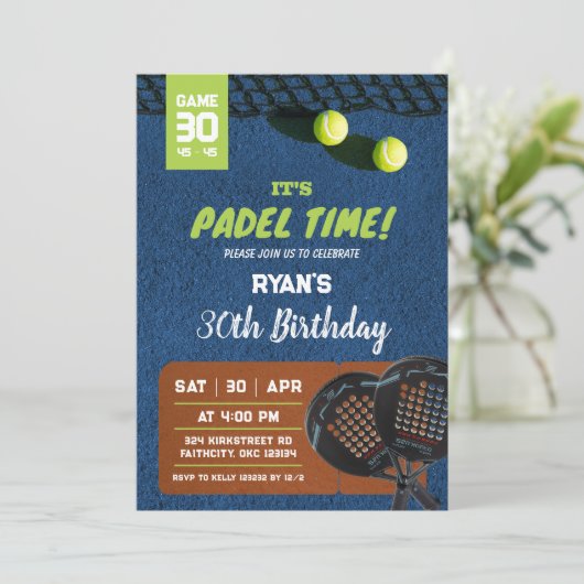 Padel Game Tijd Verjaardagsspel Kaart (Staand voorkant)