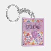 Padel Key Chain – Spanish Tile Vibes in Purple Sleutelhanger (Voorkant Links)