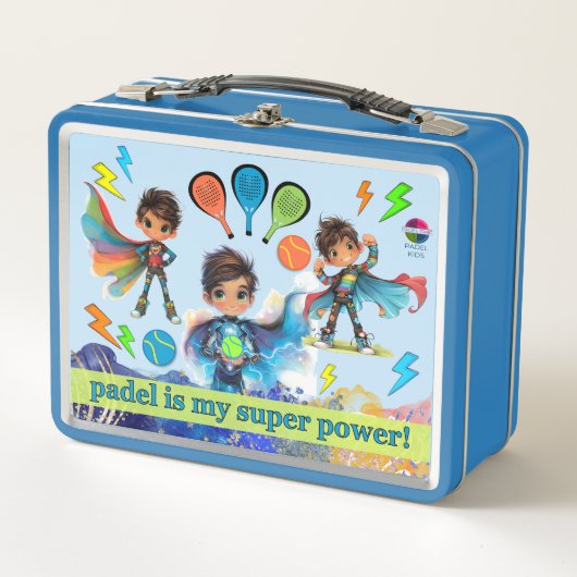 PADEL LUNCHBOX - PADEL BOYS SUPERHEROES in BLUE (Devant)