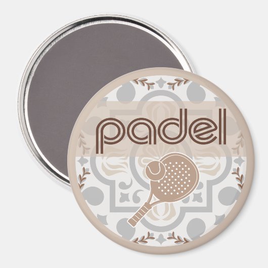 Padel Magnet – Spanish Tile Vibes Taupe Browns (Recto/Verso)