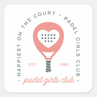 Padel meisjesclub roze esthetiek vierkante sticker