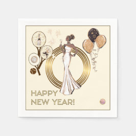 PADEL NAPKIN: NEW YEAR’S PADEL DIVA – CREAM & GOLD SERVET