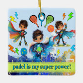 PADEL ORNAMENT – PADEL BOYS SUPERHEROES BLUE (Voorkant)