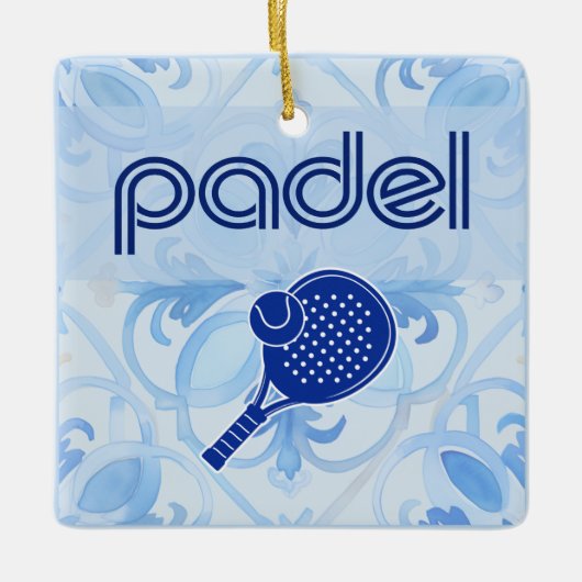 Padel Ornament – Spanish Tile Vibes in Blue (Voorkant)