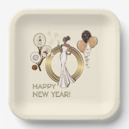 PADEL PLATE: NEW YEAR’S PADEL DIVA – CREAM & GOLD PAPIEREN BORDJE