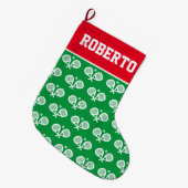 Padel racket met kerstmis met aangepaste naam grote kerstsok (Voorkant (Hangend))
