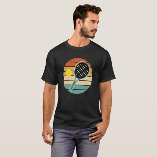Padel Retro Sunset Paddle met Ball T-shirt (Voorkant volledig)