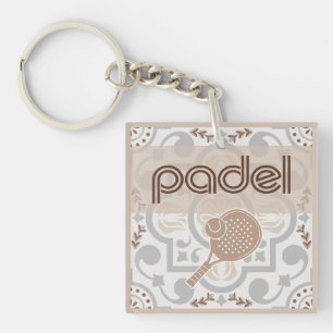 Padel-sleutelhanger – Spaanse tegel Vibe Taupe Bru Sleutelhanger