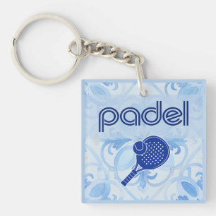 Padel-sleutelhanger – Spaanse tegelvibes in blauw Sleutelhanger