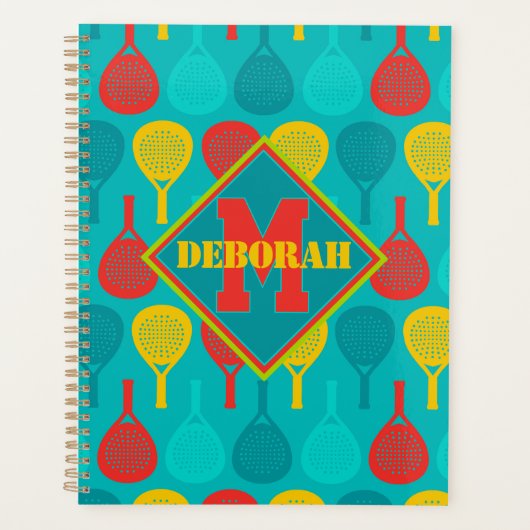 Padel Smash Notities met monogram Planner (Voorkant)