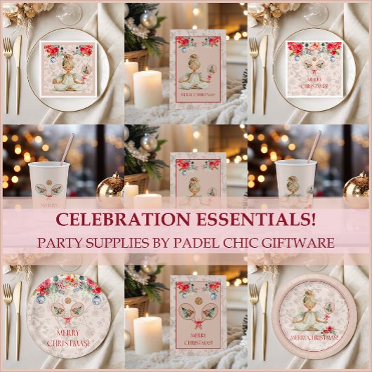 Padel Themed Greeting Card – Christmas Angel Motif Kaart