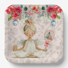 Padel Themed Paper Plates – Christmas Angel Motif Papieren Bordje