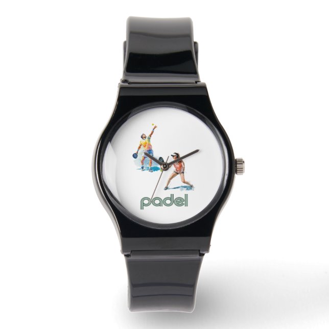 Padel Watch – Padel Chic Vibrant Style Black Horloge (Voorkant)