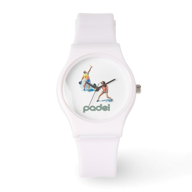 Padel Watch – Padel Chic Vibrant Style White Horloge (Voorkant)