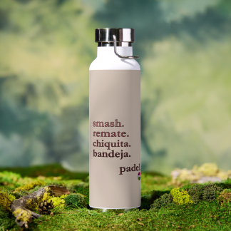 Padel Water Bottle-Personalize Word Vibe Taupe Waterfles