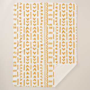 Paden van Sun Mudcloth Afrikaanse patroon in wit Sherpa Deken