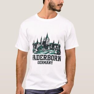 Paderborn Duitsland Skyline En Rivier Landschap Ui T-shirt