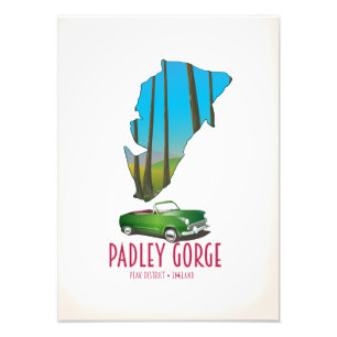 Padley Gorge piekdistrict Engeland kaart Foto Afdruk