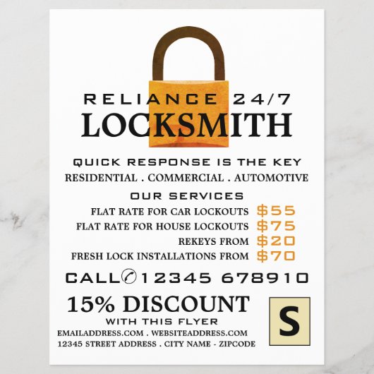 padlock, Locksmith Adverteren flyer (Voorkant)