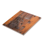 Padlock op een houten deur tegeltje (Zijkant)