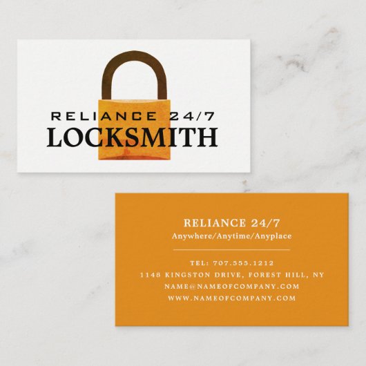Padlock vintage, Carte de visite Locksmith (Devant / Derrière)