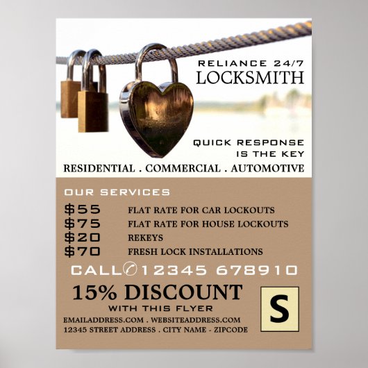 Padlocks op Rope, Locksmith Adverteren Poster (Voorkant)