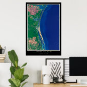Padre Island National Seashore Texas Satellite Map Poster (Thuiskantoor)