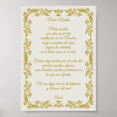 Padre Nuestro Elegant Gold Botanical Poster (Voorkant)