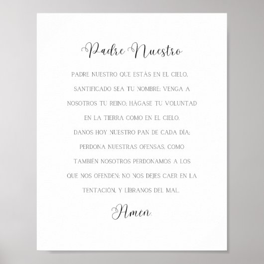 Padre Nuestro Spaans Gebed Poster (Voorkant)
