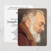 Padre Pio catholique funéraire Carte Sainte (Devant / Derrière)