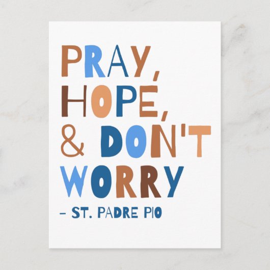 Padre Pio Pray Hope maakt zich geen zorgen over de Briefkaart (Voorkant)
