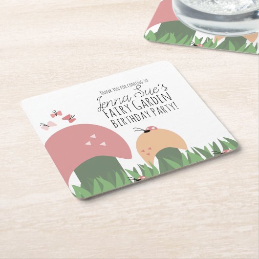 Padybugs Butterflies Vierkante Kartonnen Onderzetter (Schuin)