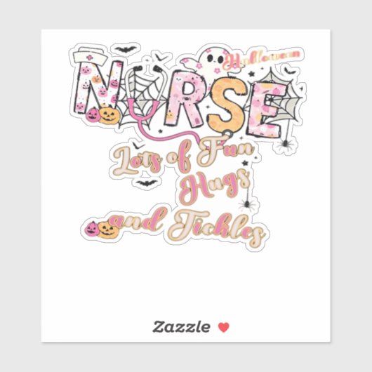 Paediactric Nurse Fun Halloween Design Essential T Sticker (Vel)
